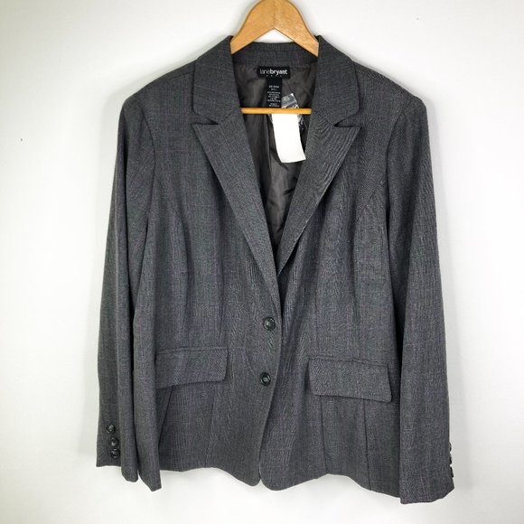 Lane Bryant Jackets & Blazers - NWT Lane Bryant Gray Purple Plaid Blazer Jacket Plus size 22/24W